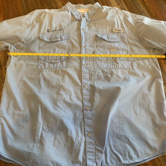 Columbia PFG Fishing Men’s XXL/2TG Shirt SS Blue Button Vented Mesh Delta Street - Picture 4 of 9